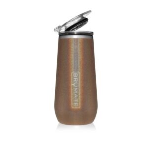 Custom BruMate Stemless Champagne Flute Glitter and Print Colors